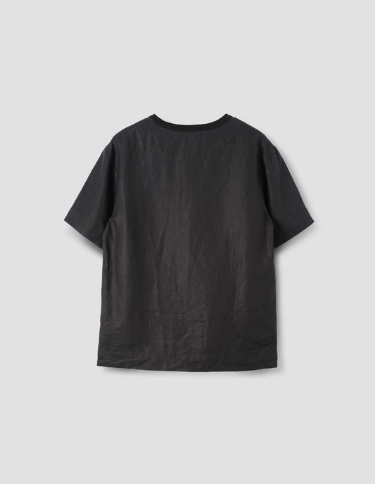 WOVEN T SHIRT | SHIRTING LINEN | BLACK