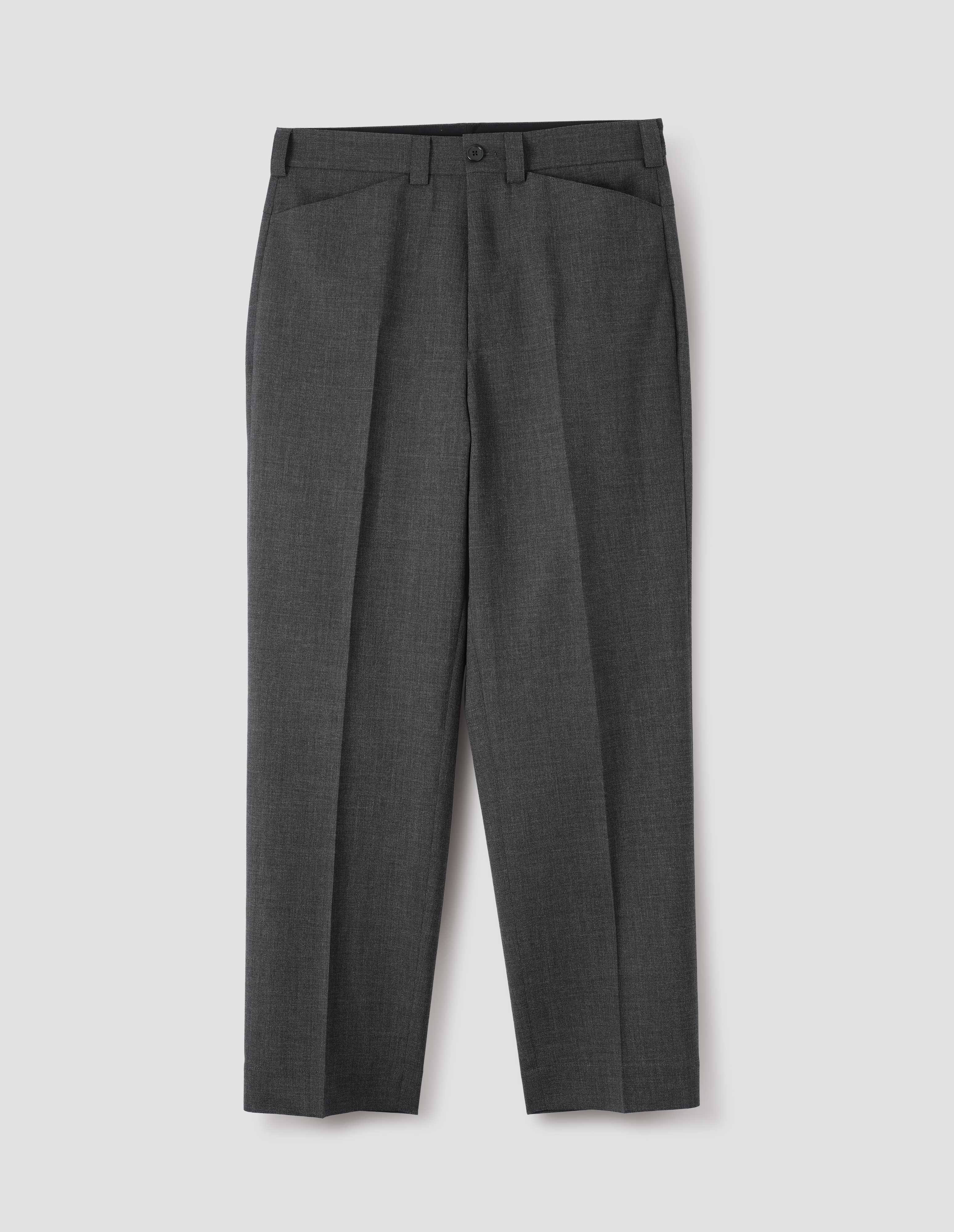 Charcoal crisp wool plainweave Back Yoke Trousers | Margaret Howell