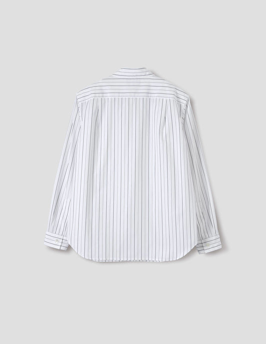 BASIC SHIRT | WIDE GRAPHIC STRIPE COTTON | WHITE / CHARCOAL