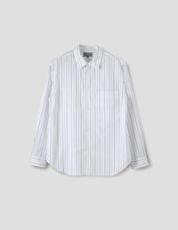 BASIC SHIRT | WIDE GRAPHIC STRIPE COTTON | WHITE / CHARCOAL