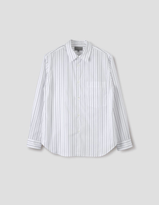 BASIC SHIRT | WIDE GRAPHIC STRIPE COTTON | WHITE / CHARCOAL