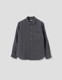BASIC SHIRT | YARN DYE LINEN SHIRTING | ASPHALT