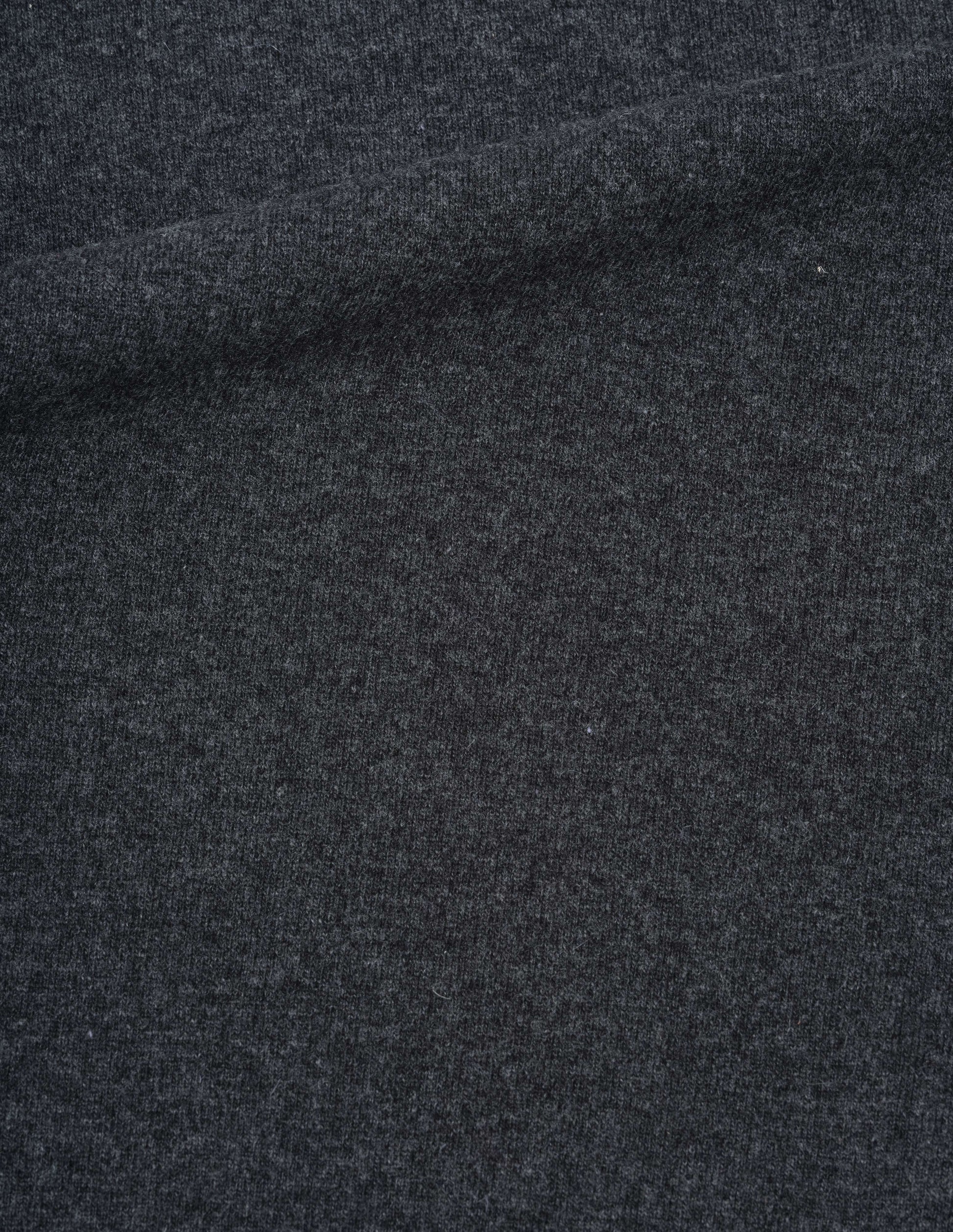Dark grey merino cashmere knitted sweatshirt fabric swatch.