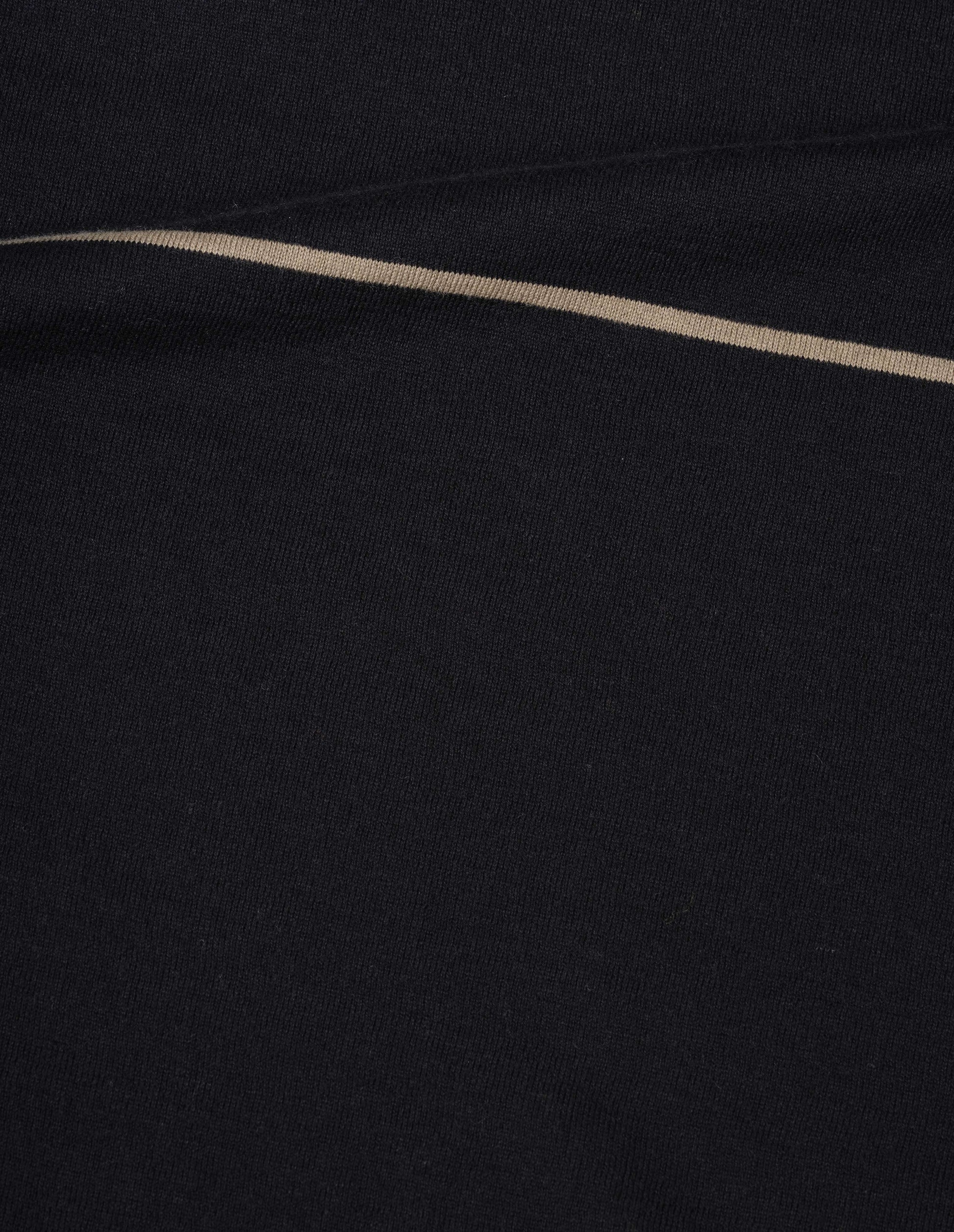 Black fine cotton merino knitted t-shirt fabric swatch.