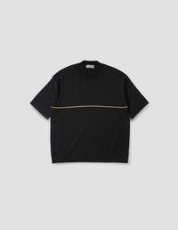 FINE STRIPE T SHIRT | FINE COTTON MERINO | BLACK