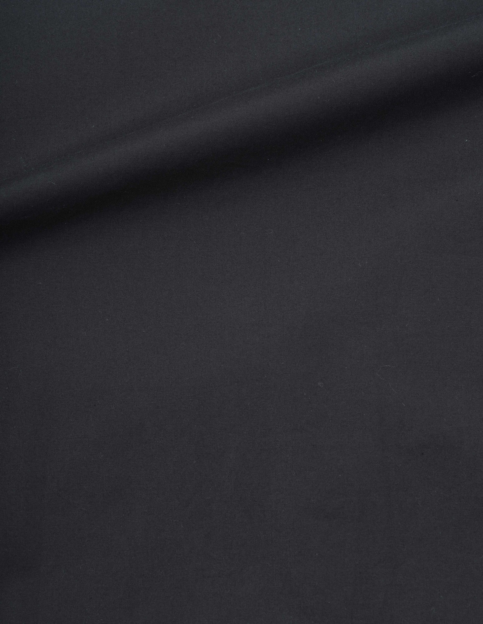Black ventile dry cotton poplin lightweight mac, fabric swatch.