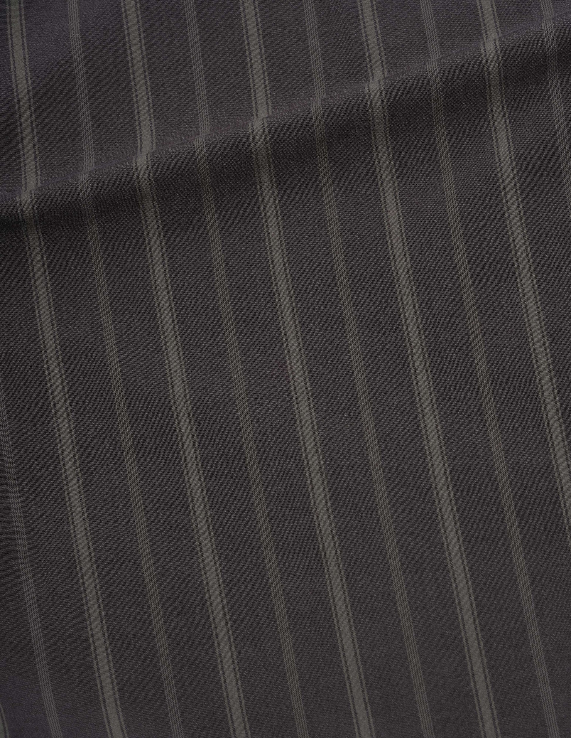 Off black and khaki bold stripe cotton shirt, fabric swatch. 