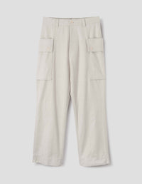 MHL. CARGO POCKET TROUSERS | IRREGULAR COTTON DRILL | CHALK