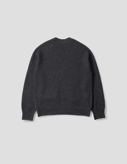 MHL. FLATLOCK CARDIGAN | PURE WOOL | CHARCOAL