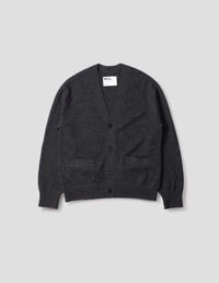 MHL. FLATLOCK CARDIGAN | PURE WOOL | CHARCOAL