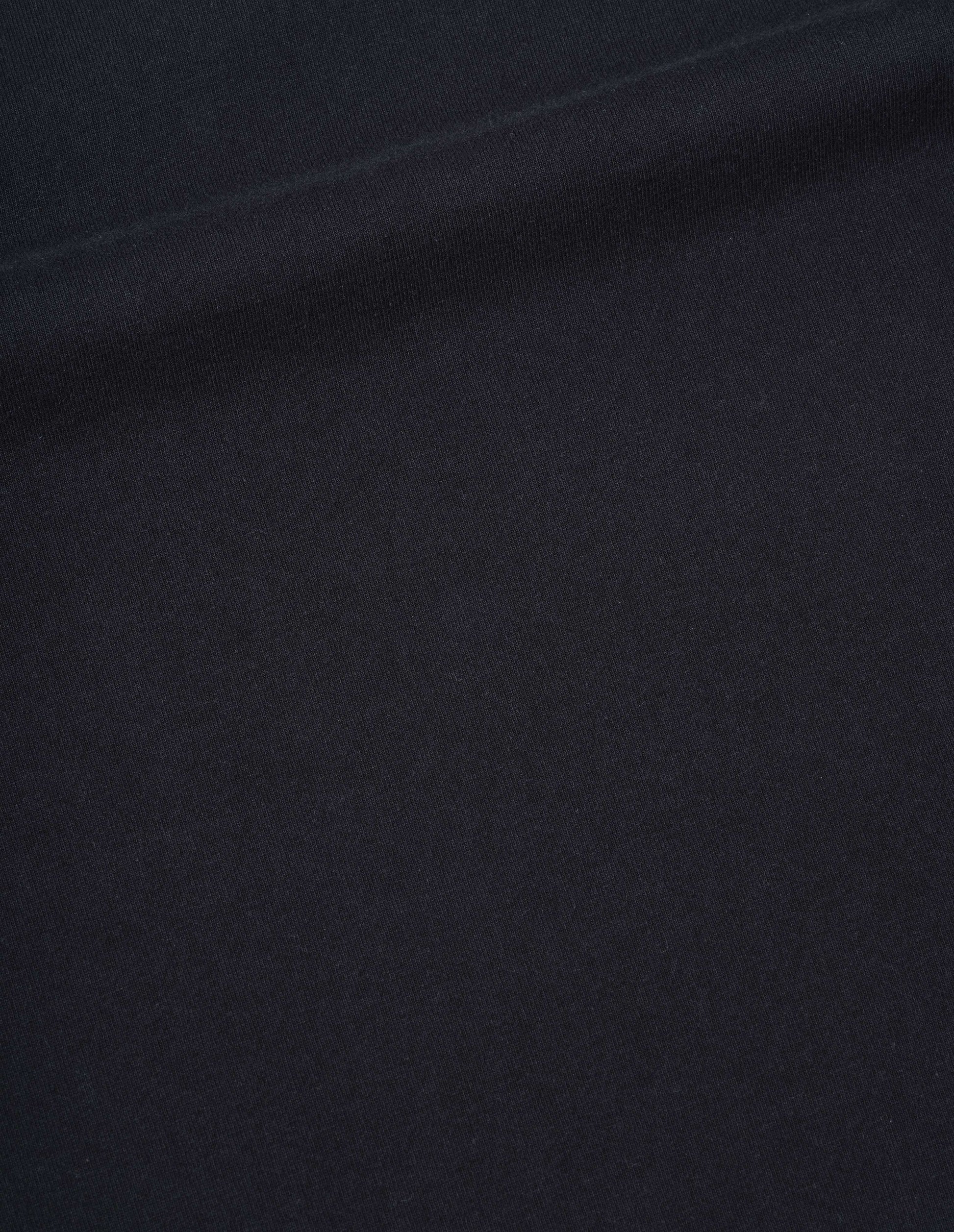 Black dry cotton jersey mock neck long sleeve t-shirt, fabric swatch. 