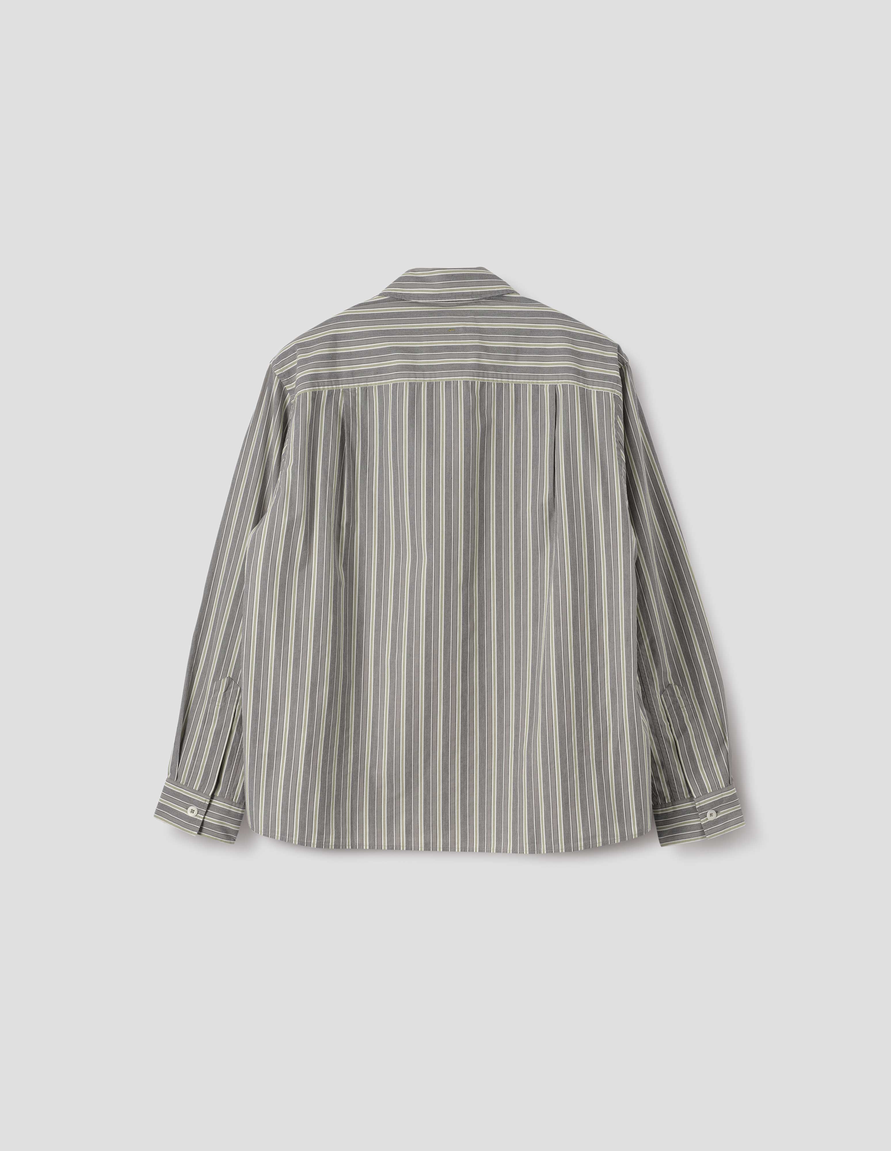 White and grey stripe cotton Overall Shirt | MHL. by Margaret Howell