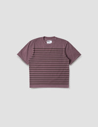 MHL. OVERDYE STRIPE T SHIRT | LIGHTWEIGHT DRY JERSEY | BERRY / MAHOGANY