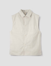MHL. SLEEVELESS OVERSHIRT | IRREGULAR COTTON DRILL | CHALK