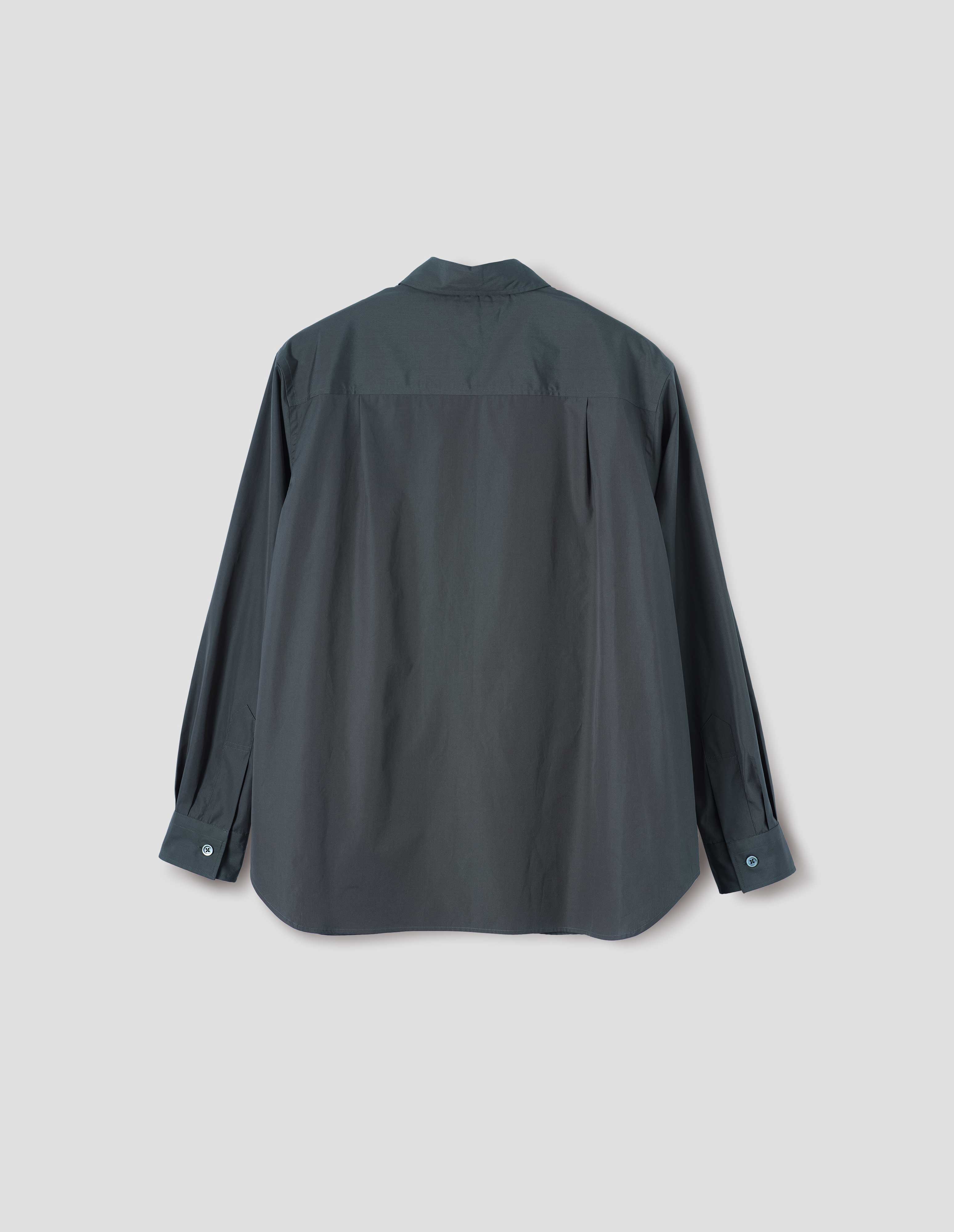 Dark teal cotton poplin Odd Pocket Shirt | Margaret Howell