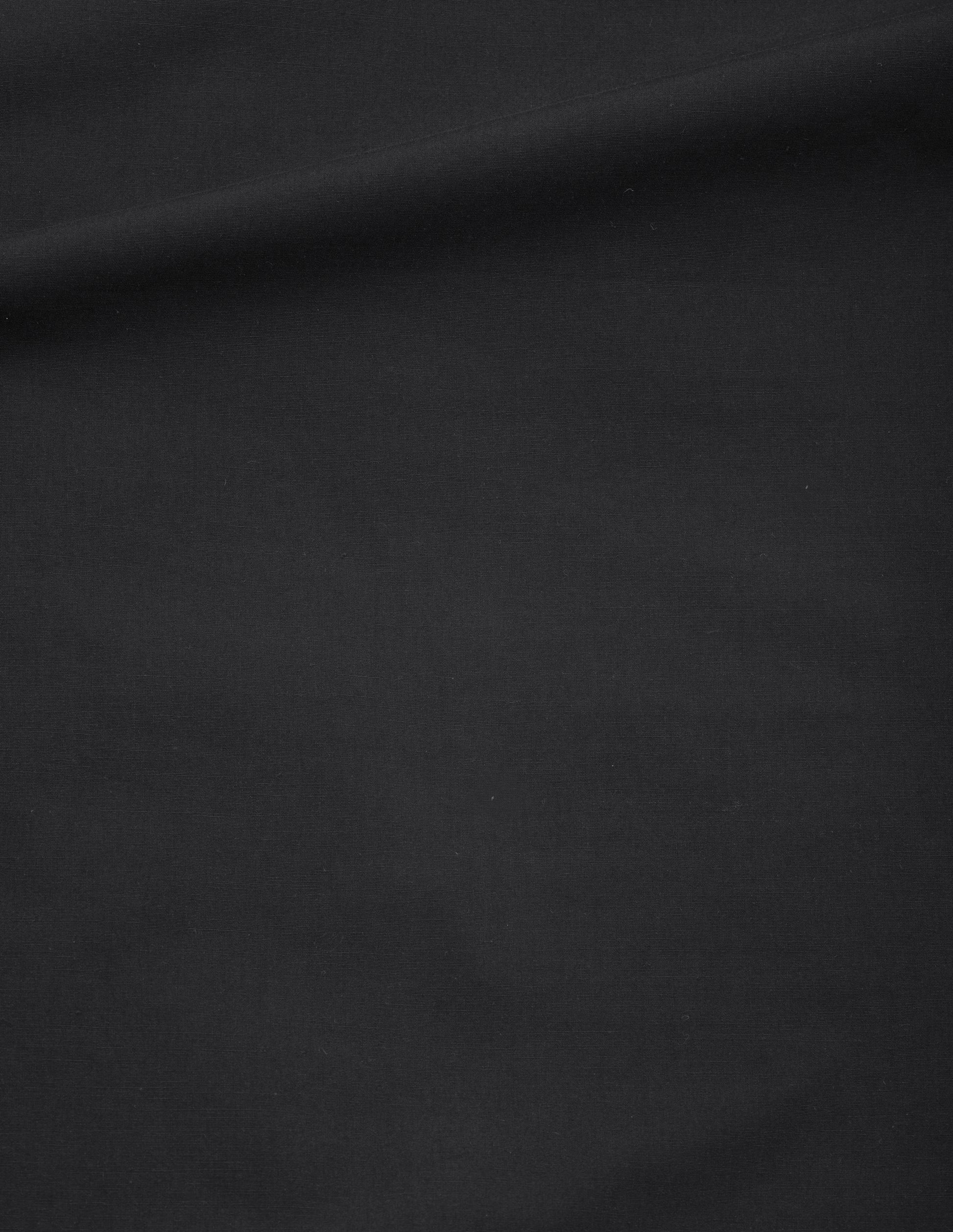 Black cotton blend shirt, fabric swatch. 