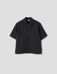 REVERE COLLAR SHIRT | COTTON BLEND SHIRTING | BLACK