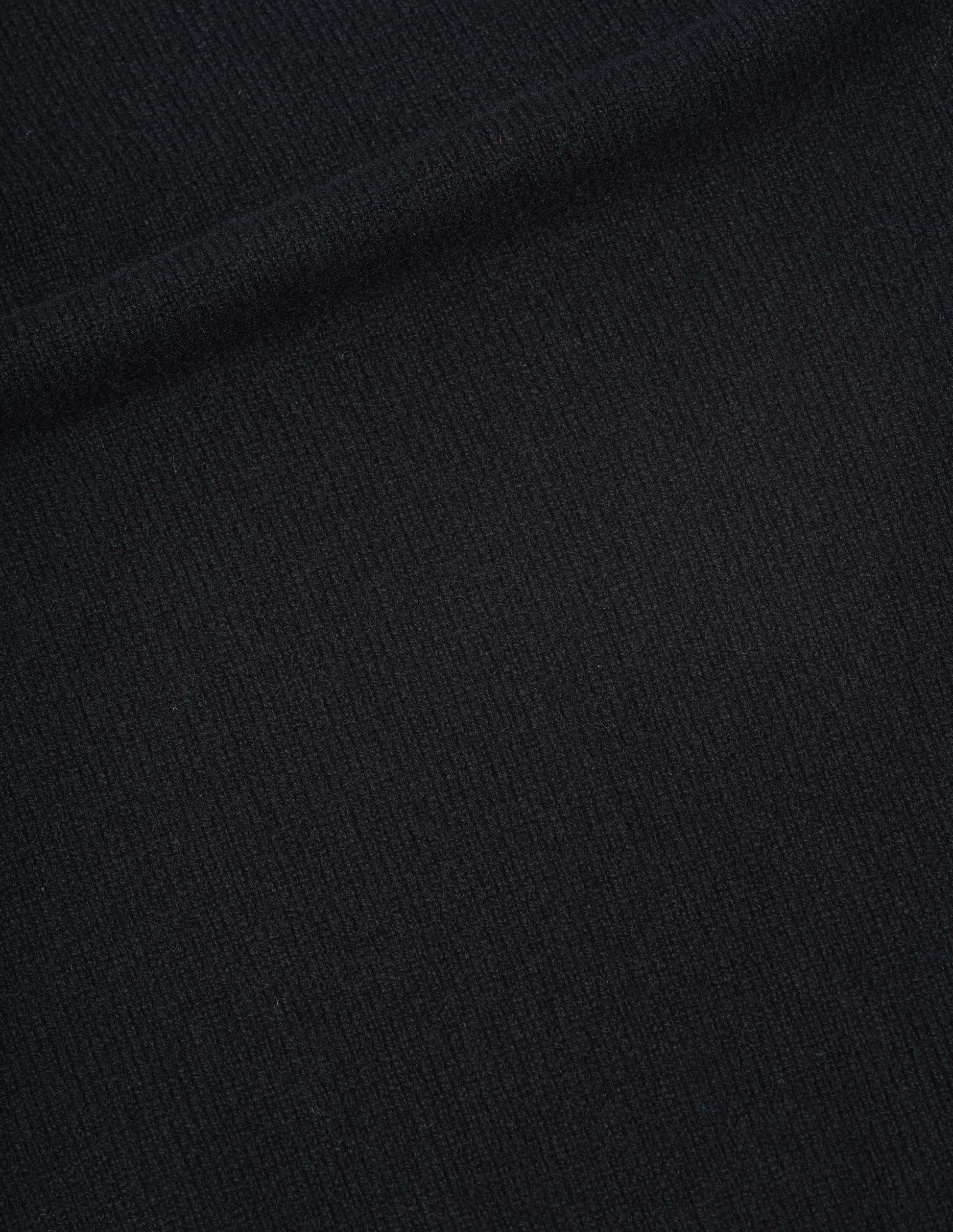 Black merino cashmere polo shirt, fabric swatch.