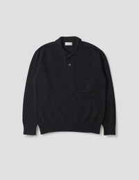 SEAMLESS POCKET POLO SHIRT | MERINO CASHMERE | BLACK