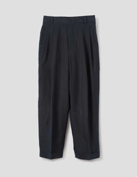 STITCH PLEAT TROUSERS | DRY LINEN PLAINWEAVE | INK