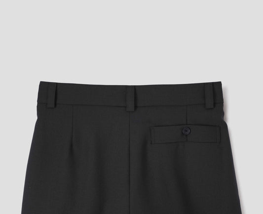 STITCH PLEAT TROUSERS | DOUBLE TWISTED WOOL | PEWTER