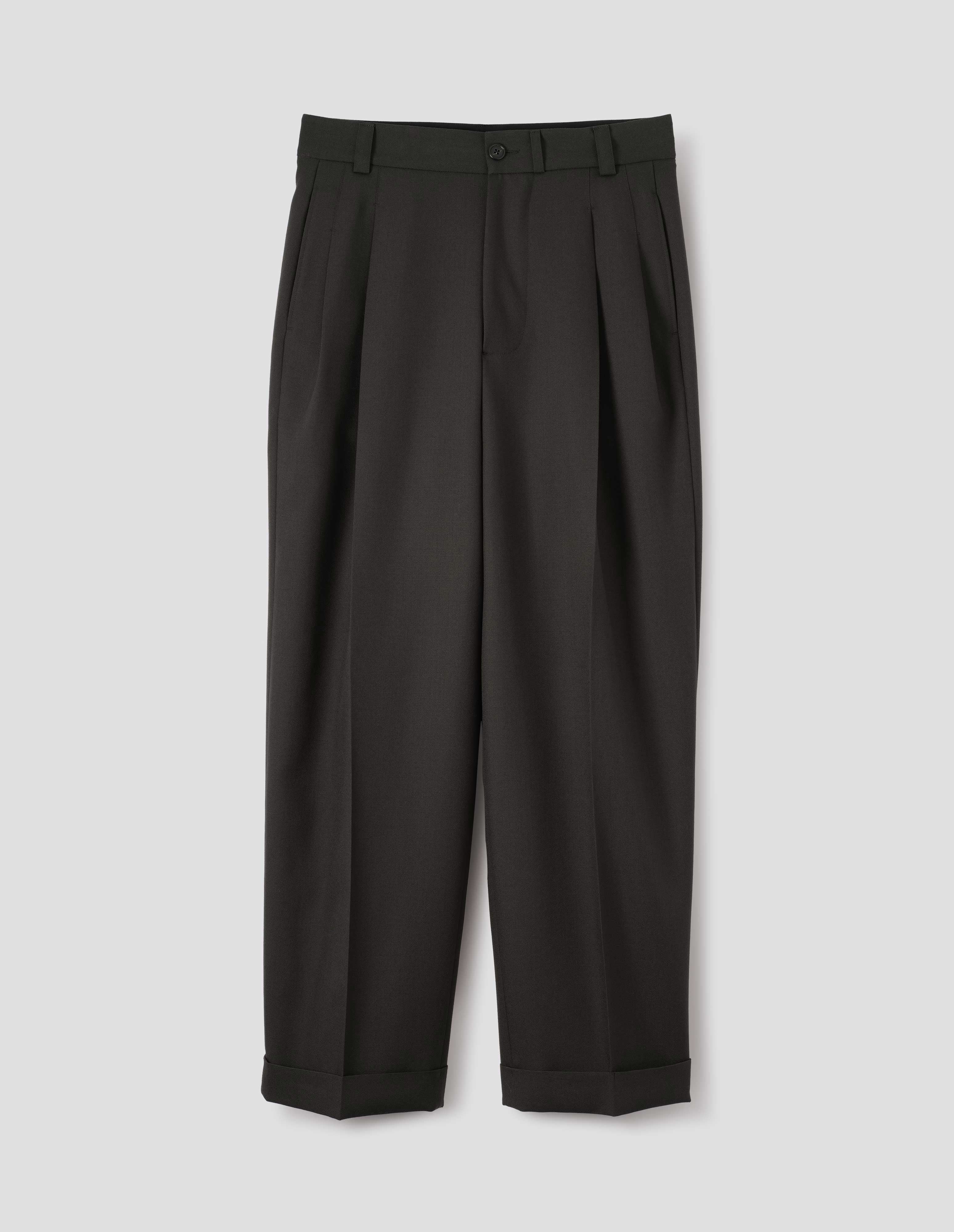 Pewter double twisted wool Stitch Pleat Trousers | Margaret Howell
