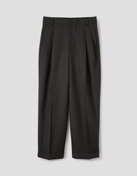 STITCH PLEAT TROUSERS | DOUBLE TWISTED WOOL | PEWTER
