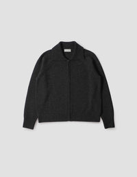 ZIP COLLAR CARDIGAN | IRREGULAR SPUN WOOL | ASPHALT