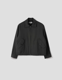 ZIP THROUGH BOMBER JACKET | DOUBLE TWISTED WOOL | PEWTER