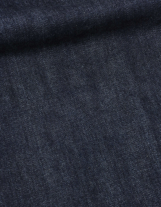 Indigo blue denim twill jeans, fabric swatch.