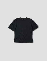 MHL. SIMPLE T SHIRT | COTTON LINEN JERSEY | BLACK