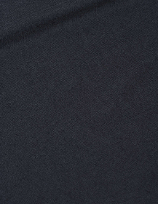 Dark blue cotton linen jersey t-shirt fabric swatch. 
