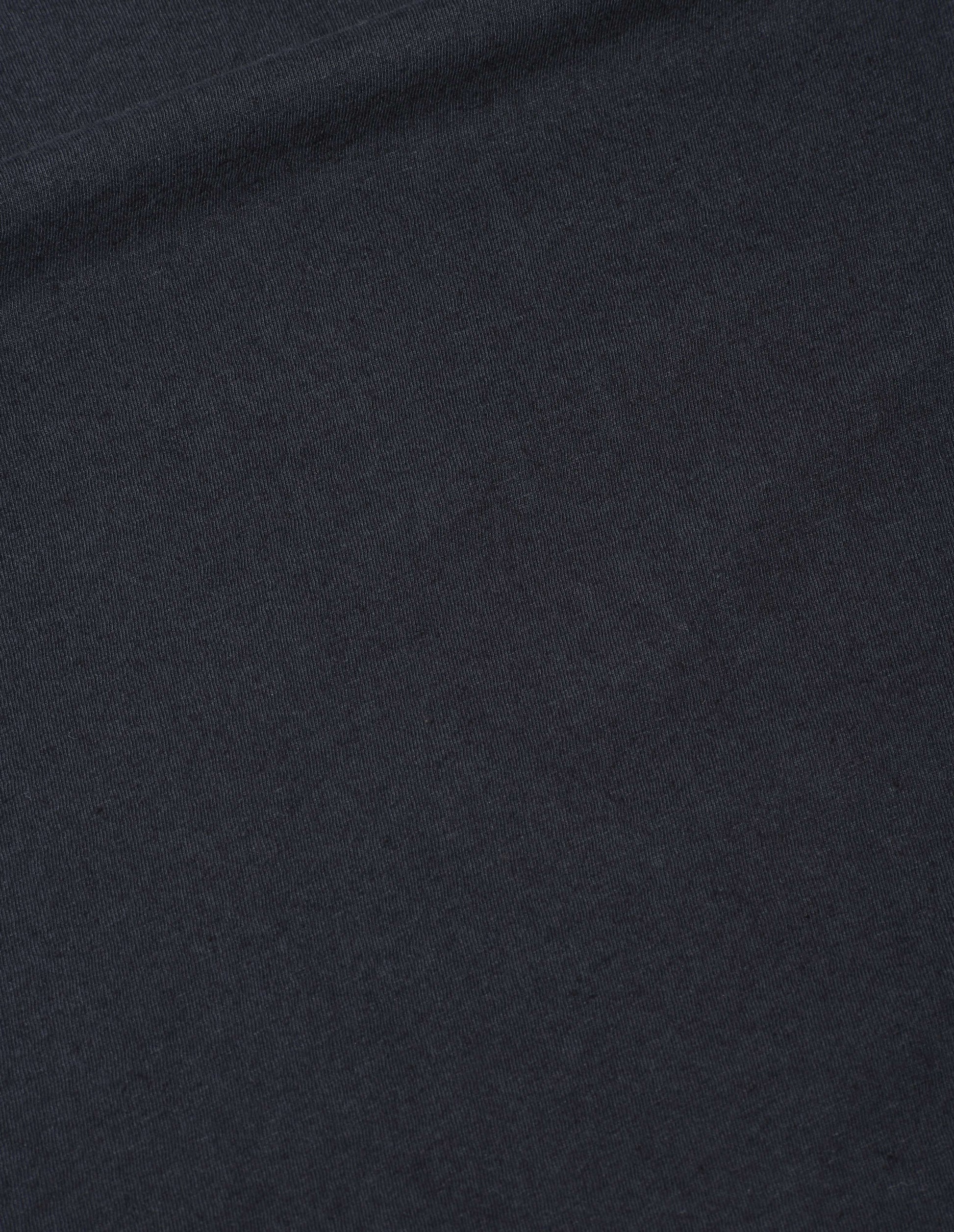 Navy cotton linen jersey t-shirt, fabric swatch. 