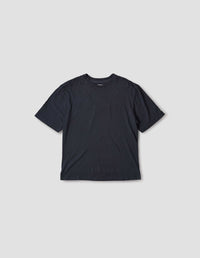 MHL. SIMPLE T SHIRT | COTTON LINEN JERSEY | NAVY