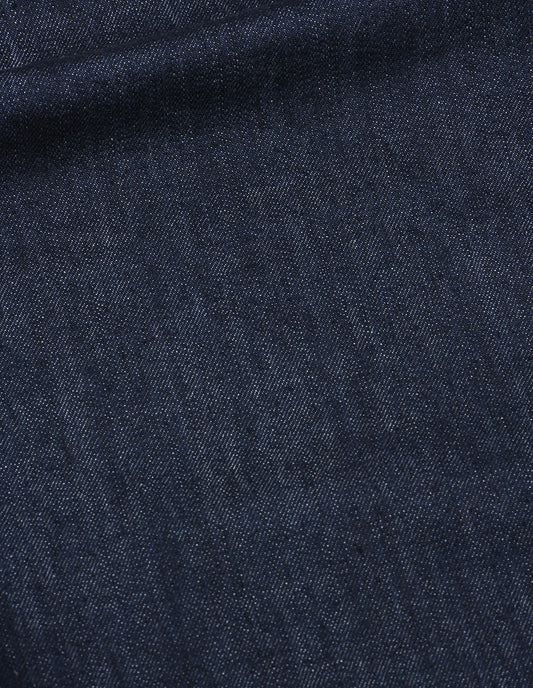 Bark blue light denim twill trousers fabric swatch.