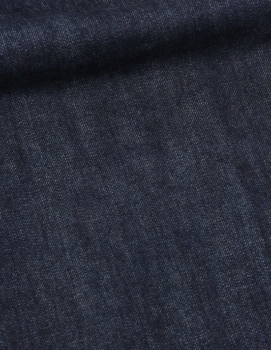 Indigo blue denim twill jeans, fabric swatch.