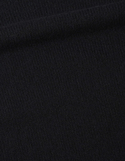 Dark navy merino wool and cashmere twist jumper, fabric swatch.