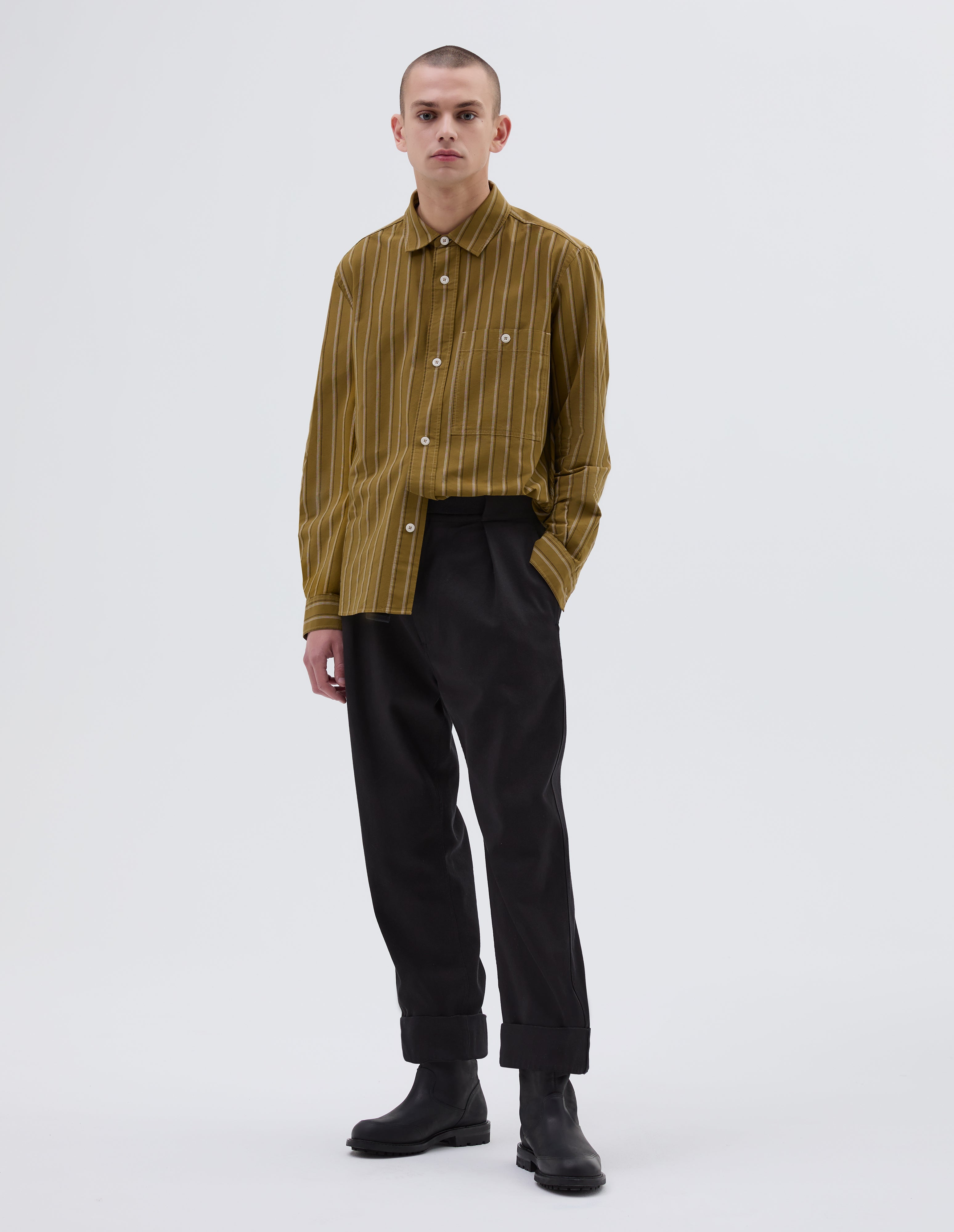 Light olive and off white shirt | MHL. by Margaret Howell