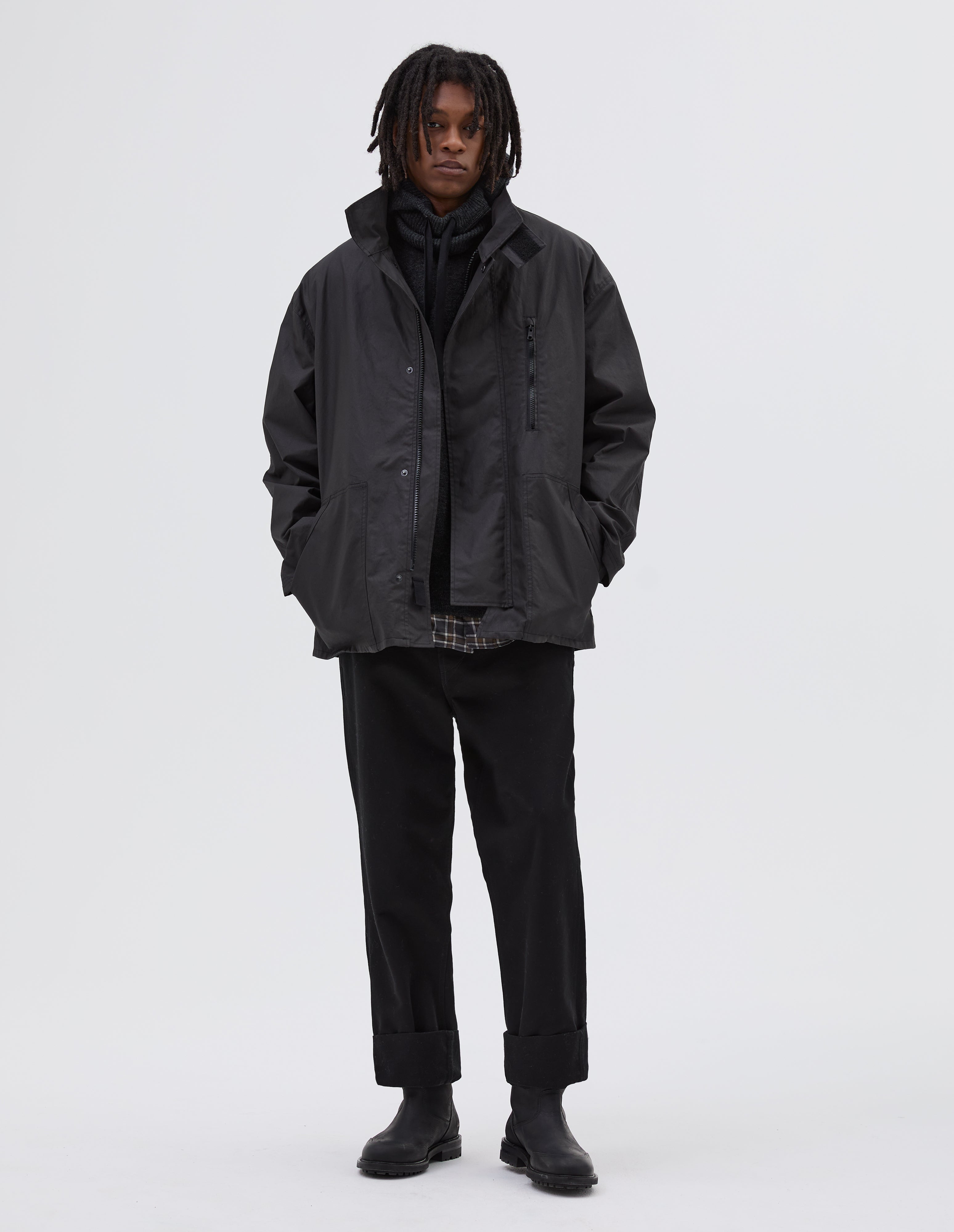 Ebony coated cotton firemans coat | MHL. by Margaret Howell