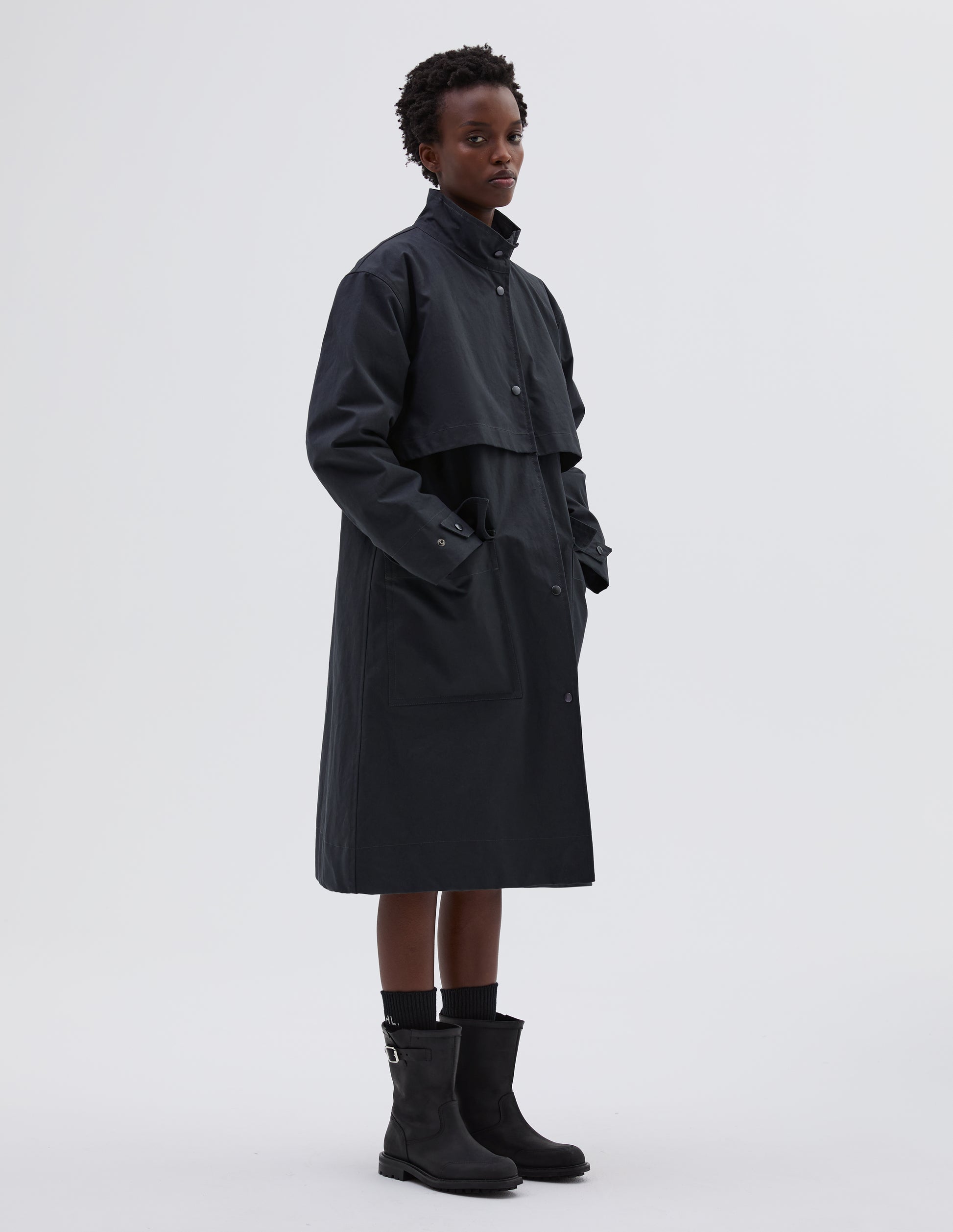 MHL. 13AW Proofed ややこしい Cotton Duster Coat-M