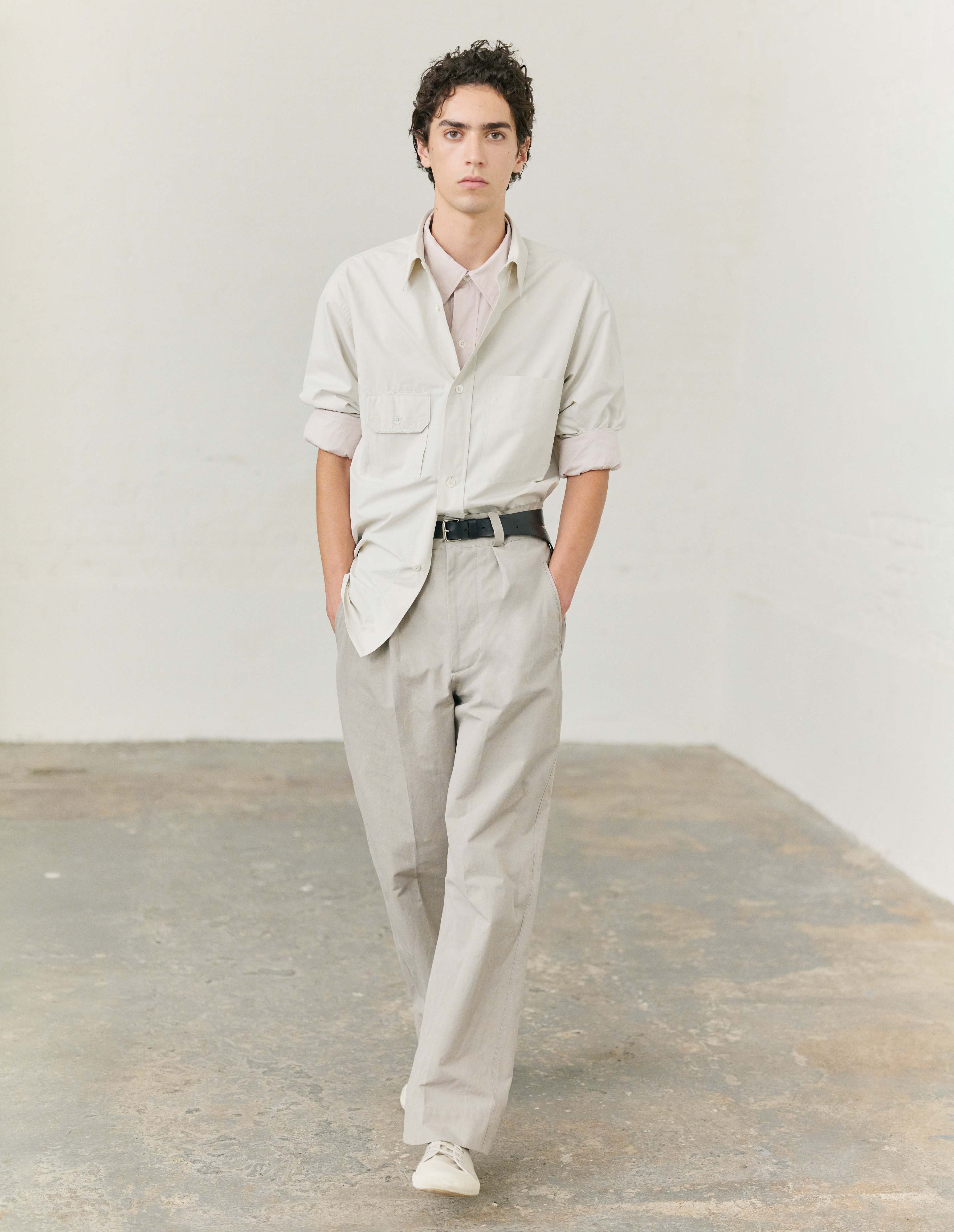 Parchment cotton poplin Odd Pocket Shirt | Margaret Howell