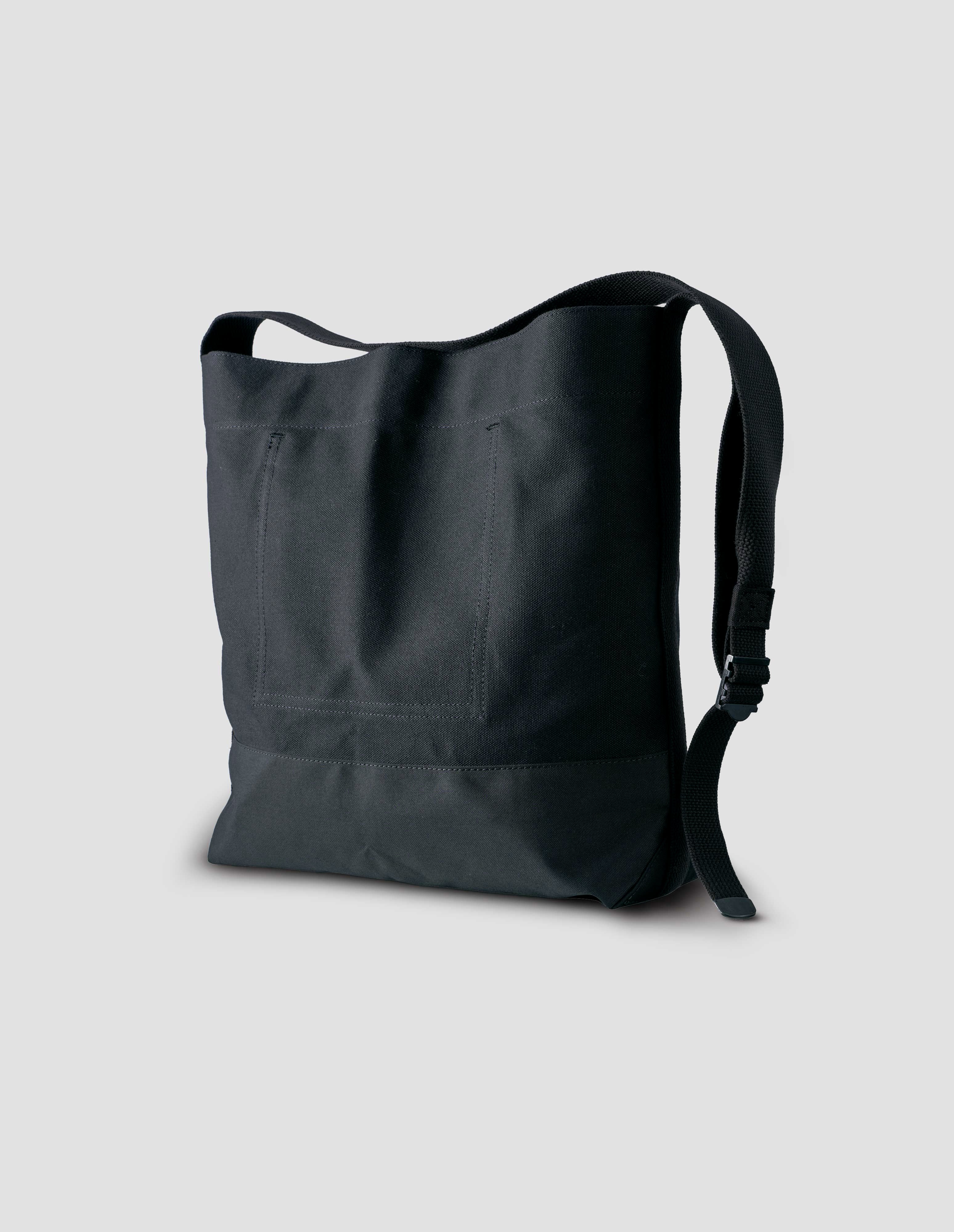 MHL：LIGHTWEIGHT COTTON CANVAS Black two way cotton canvas rucksack | MHL. by Margaret Howell