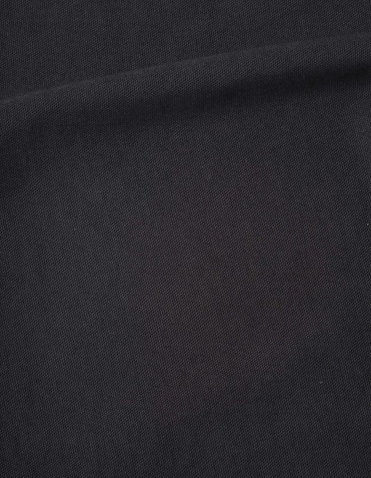 Black heavy cotton canvas apron fabric swatch.