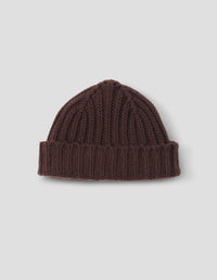 CHUNKY RIB BEANIE | CASHMERE | DARK BROWN