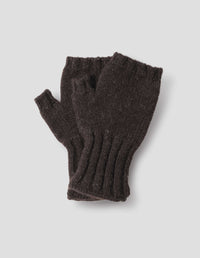 MHL. CHUNKY FINGERLESS GLOVE | REAL SHETLAND WOOL | DARK BROWN