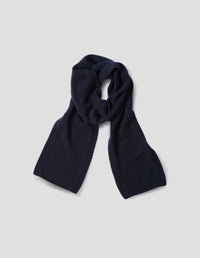 PLAIN CAST OFF EDGE SCARF | RECYCLED CASHMERE | NAVY