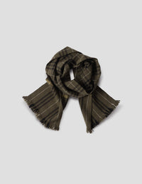GRID CHECK SCARF | GEELONG LAMBSWOOL | KHAKI