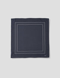 IRREGULAR BORDER SCARF | SILK | DARK NAVY / OFF WHITE