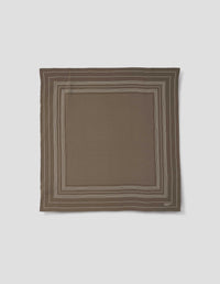 IRREGULAR BORDER SCARF | SILK | KHAKI / OFF WHITE