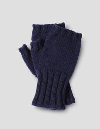 MHL. CHUNKY FINGERLESS GLOVES | REAL SHETLAND WOOL | NAVY